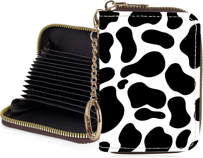 Luoycxy Credit Card Holder for Women,Small Rfid Wallet with Keychain Zipper,Cute PU Leather Card Case Wallet，Accordion Credit Card Wallets Gift,Milk Texture - Image 1